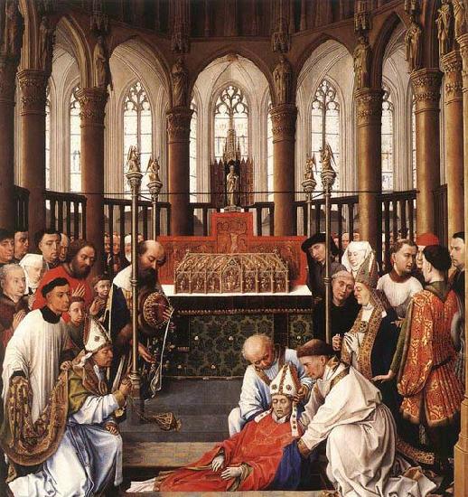 WEYDEN, Rogier van der Exhumation of St Hubert Sweden oil painting art